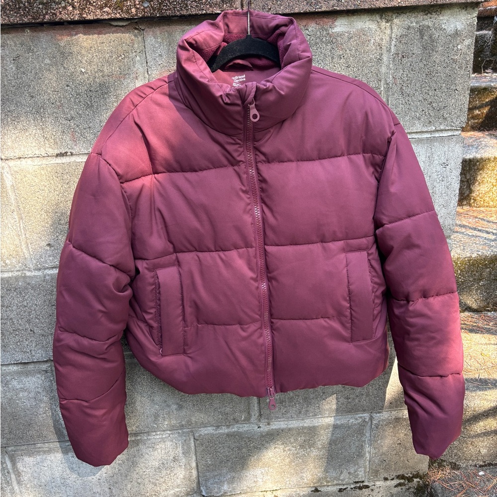 Girlfriend Collective Burgundy Puffer Jacket